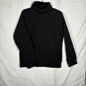 NWT Victoria Secret PINK Woman's Black Hooded Full Zip Windbreaker w/Logo Size S